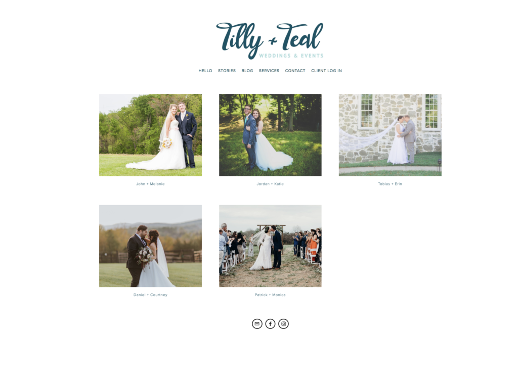 Former Tilly and Teal Portfolio Page Example
