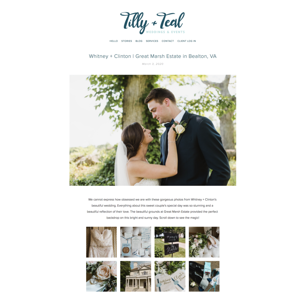 Former Tilly and Teal Blog Page Example
