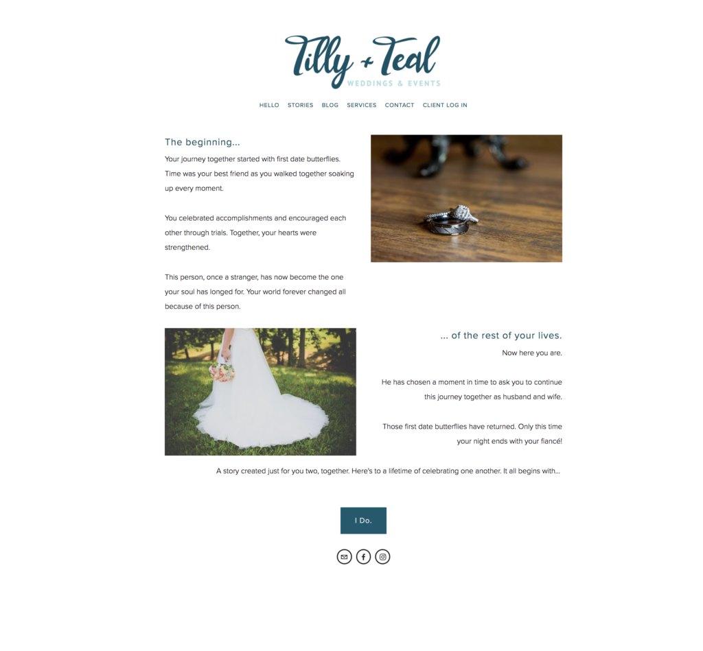Former Tilly and Teal Home Page Example